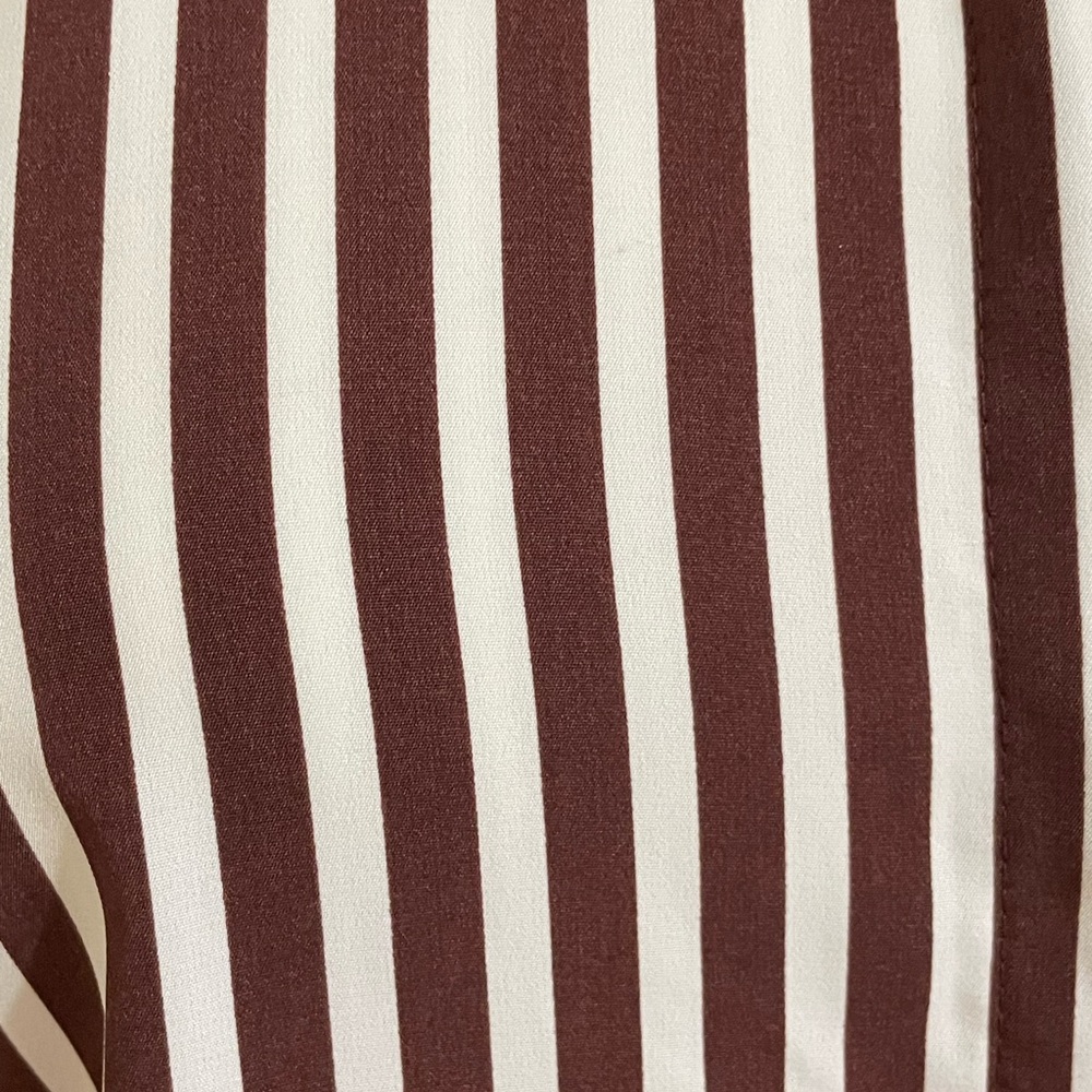 H&M Womens White & Brown Striped Silky Button Down Shirt Size Small - Picture 9 of 9